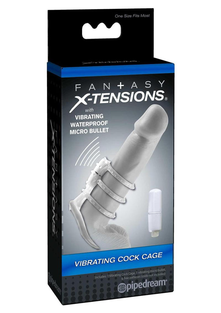 Fantasy X-Tensions Vibrating Cock Cage Waterproof - Clear - 3in