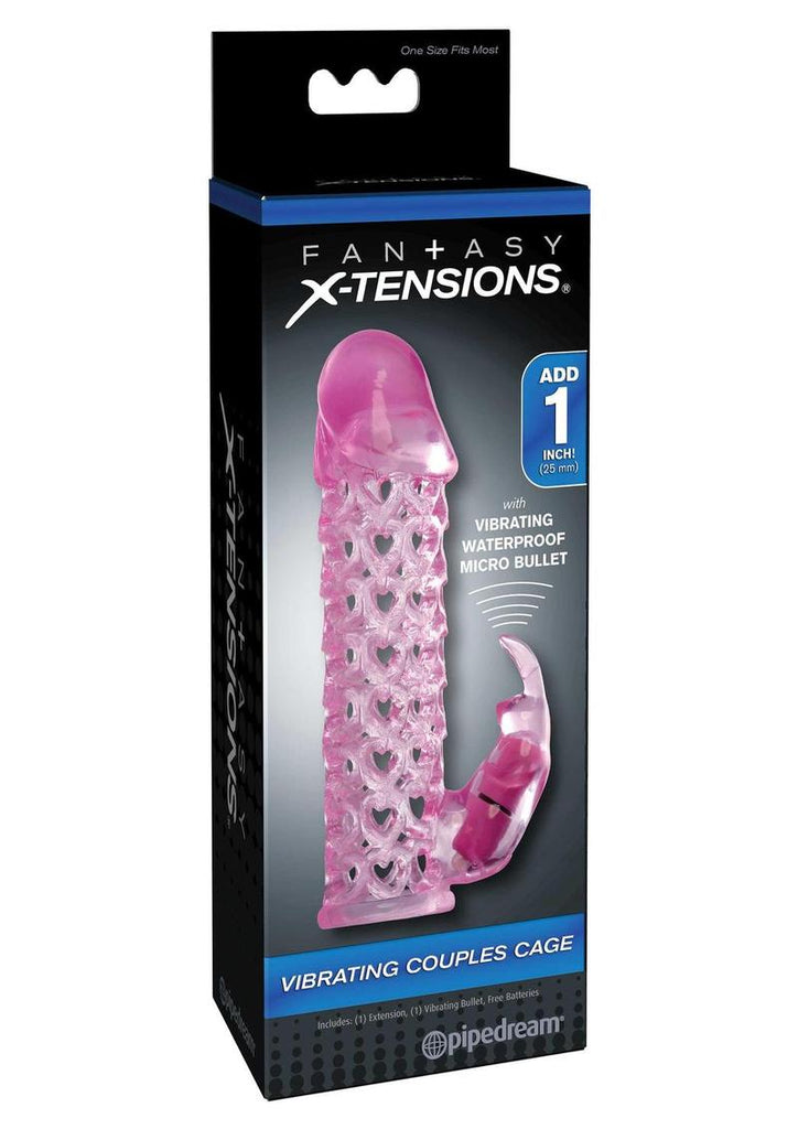 Fantasy X-Tensions Vibrating Couples Cock Cage Waterproof - Pink - 6.25in