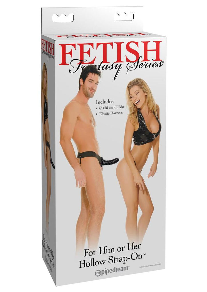 Fetish Fantasy Series For Him Or Her Hollow Strap-On Dildo and Adjustable Harness - Black - 6in