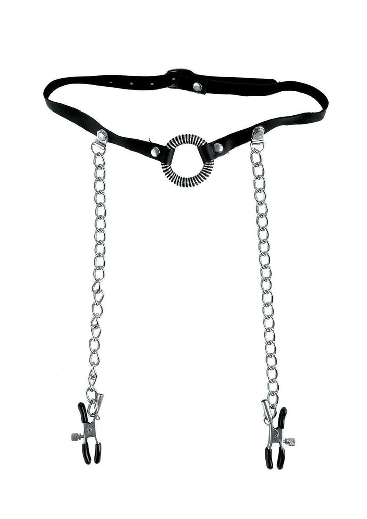 Fetish Fantasy Series Limited Edition O-Ring Gag and Nipple Clamps - Black