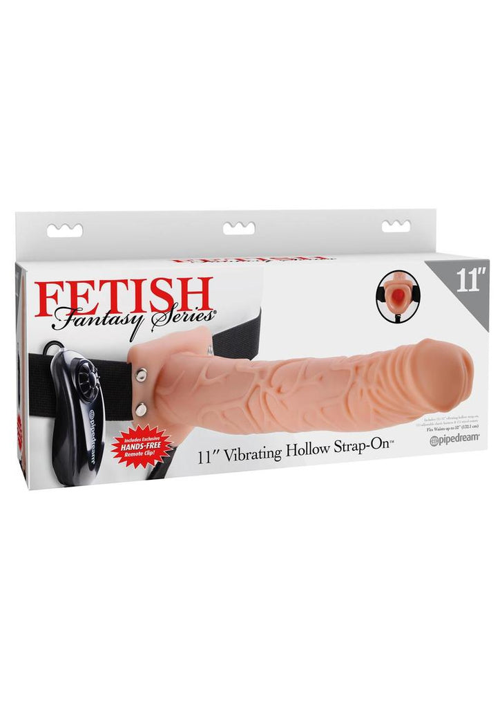 Fetish Fantasy Series Vibrating Hollow Strap-On Dildo and Harness with Remote Control - Flesh/Vanilla - 11in