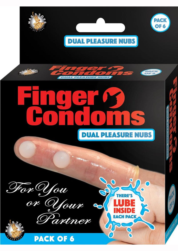 Finger Condoms Dual Pleasure Nubs - 6 Per Pack