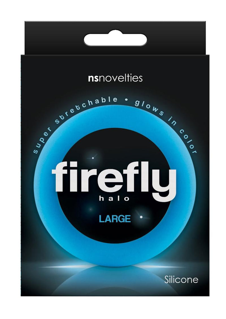 Firefly Halo Large Silicone Cock Ring - Blue/Glow In The Dark - Large