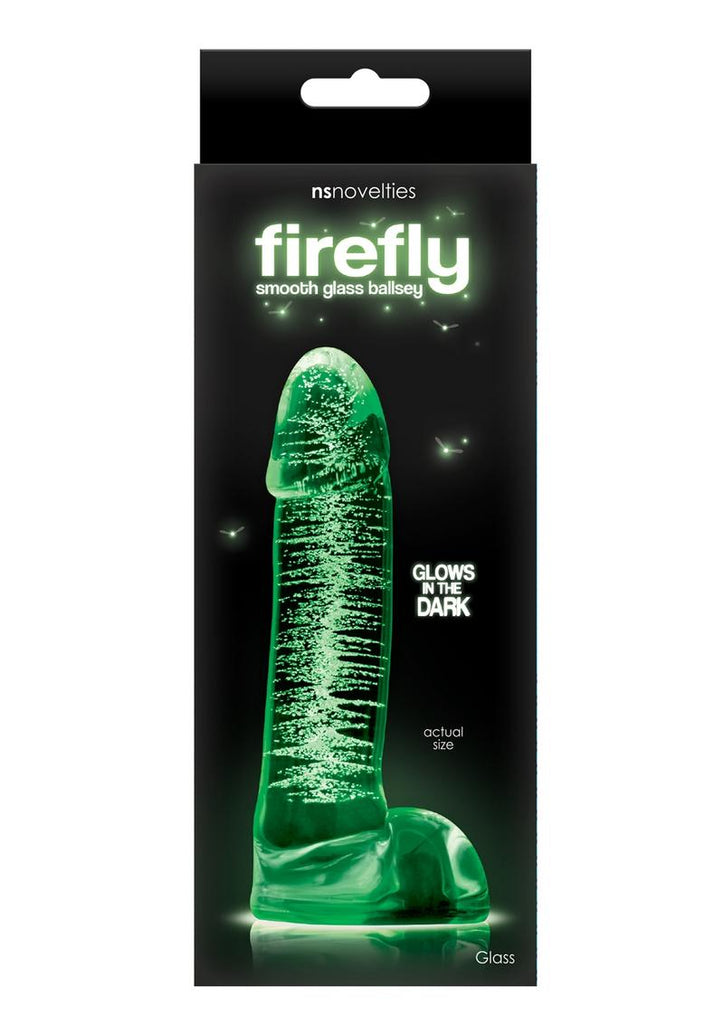 Firefly Smooth Glass Ballsey Dildo - Clear/Glow In The Dark