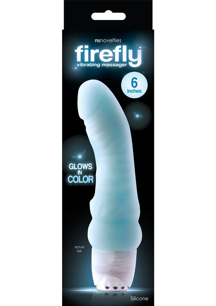 Firefly Vibrating Silicone Massager Vibrator - Blue/Glow In The Dark - 6in