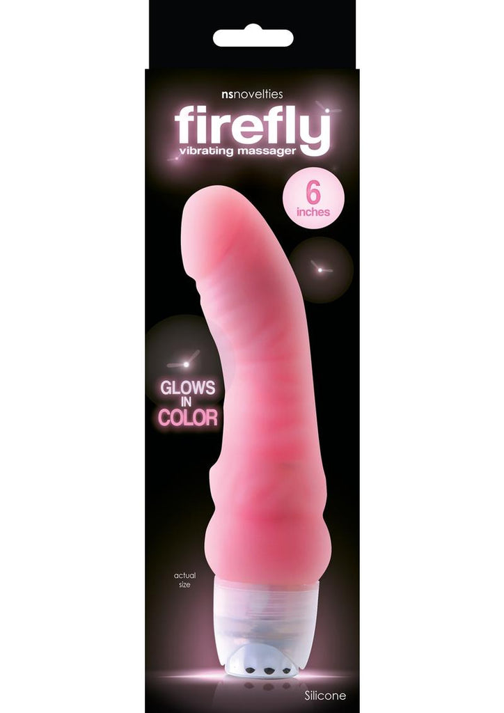 Firefly Vibrating Silicone Massager Vibrator - Glow In The Dark/Pink - 6in