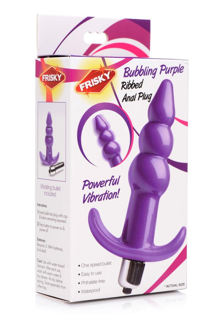 Frisky Bubbling Purple Ribbed Anal Plug - Purple