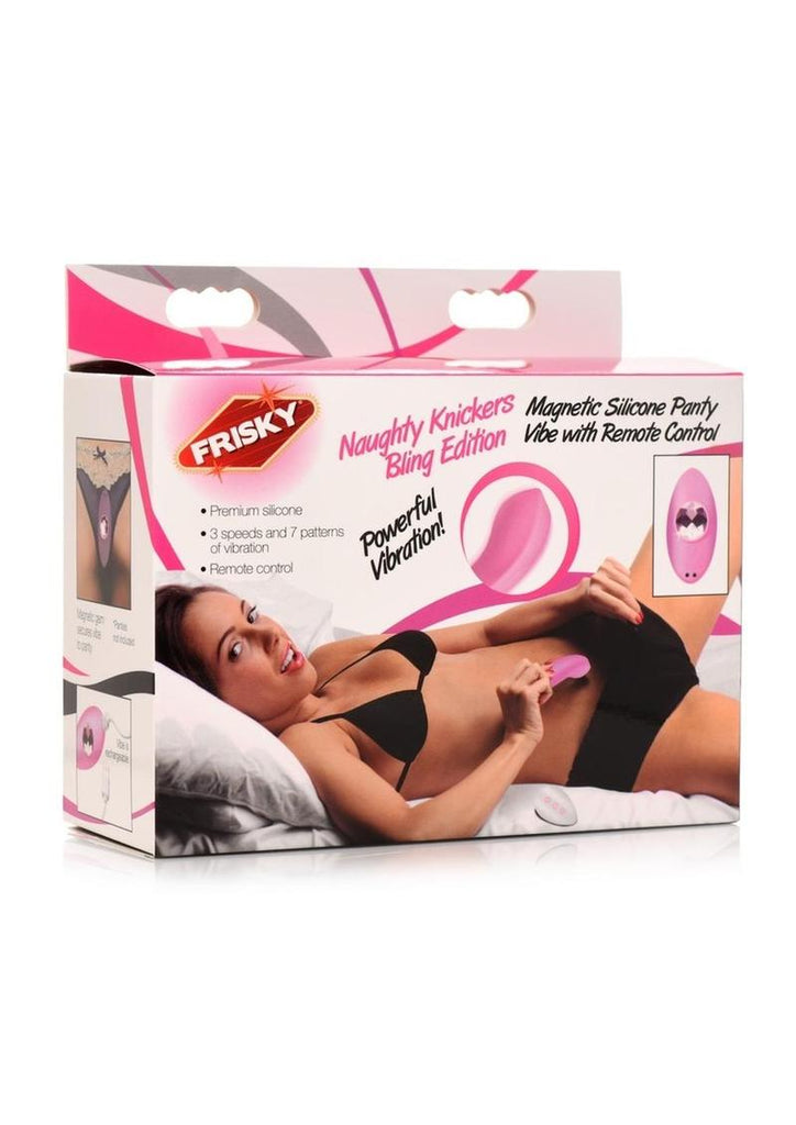 Frisky Naughty Knickers Bling Edition Silicone Panty Vibe with Remote Control - Pink