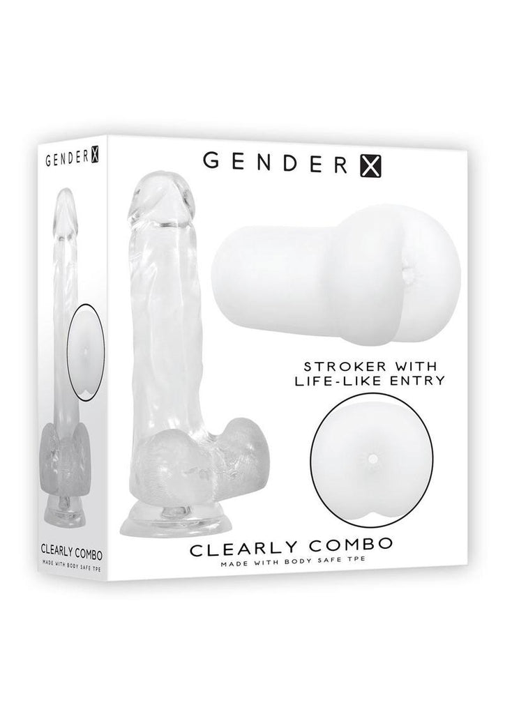 Gender X Clearly Combo Dildo and Stroker Kit - Clear - 2 Piece Set