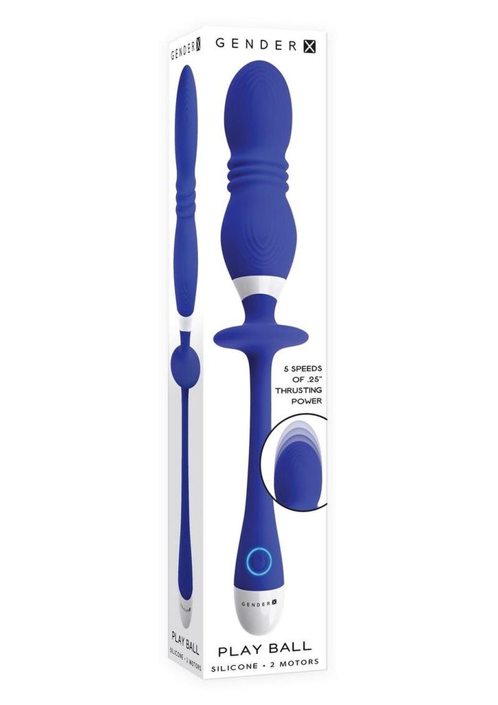 Gender X Play Ball Rechargeable Silicone Thrusting Probe - Blue