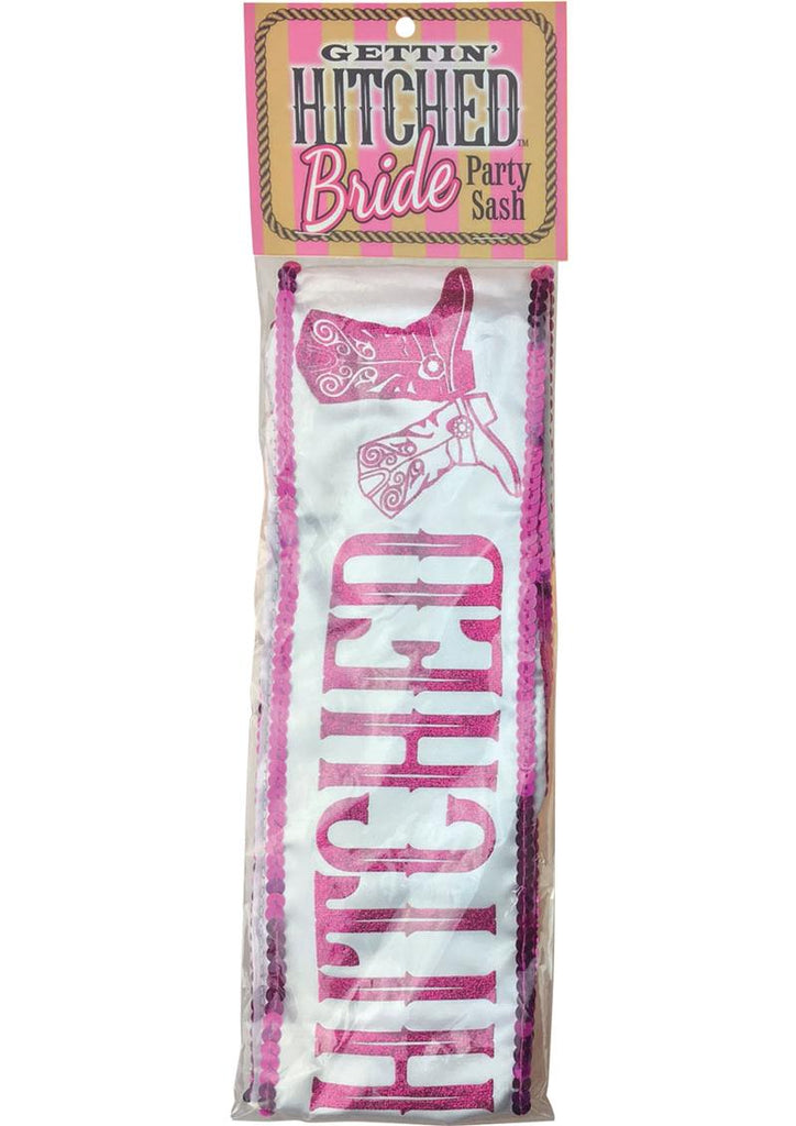 Gettin Hitched Bride Party Sash Glitter - Pink/White