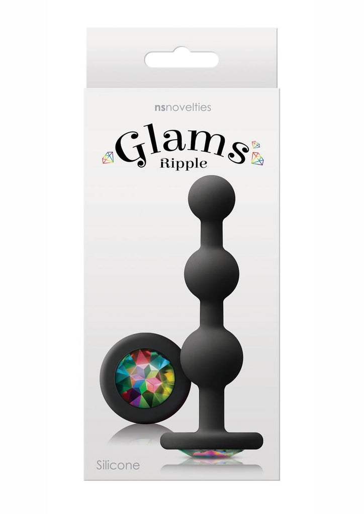 Glams Ripple Silicone Plug Rainbow Gem - Black - 4.49in