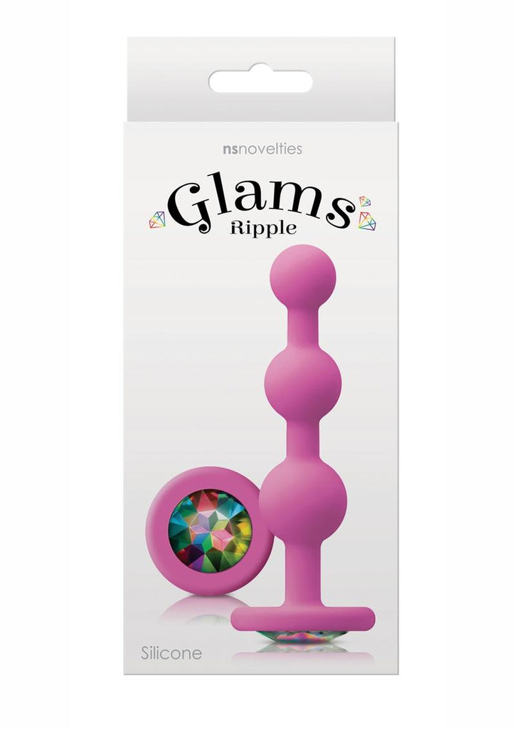 Glams Ripple Silicone Plug Rainbow Gem - Pink - 4.49in