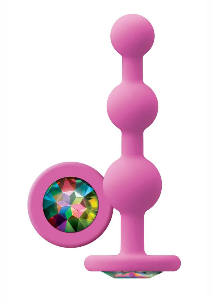 Glams Ripple Silicone Plug Rainbow Gem - Pink - 4.49in