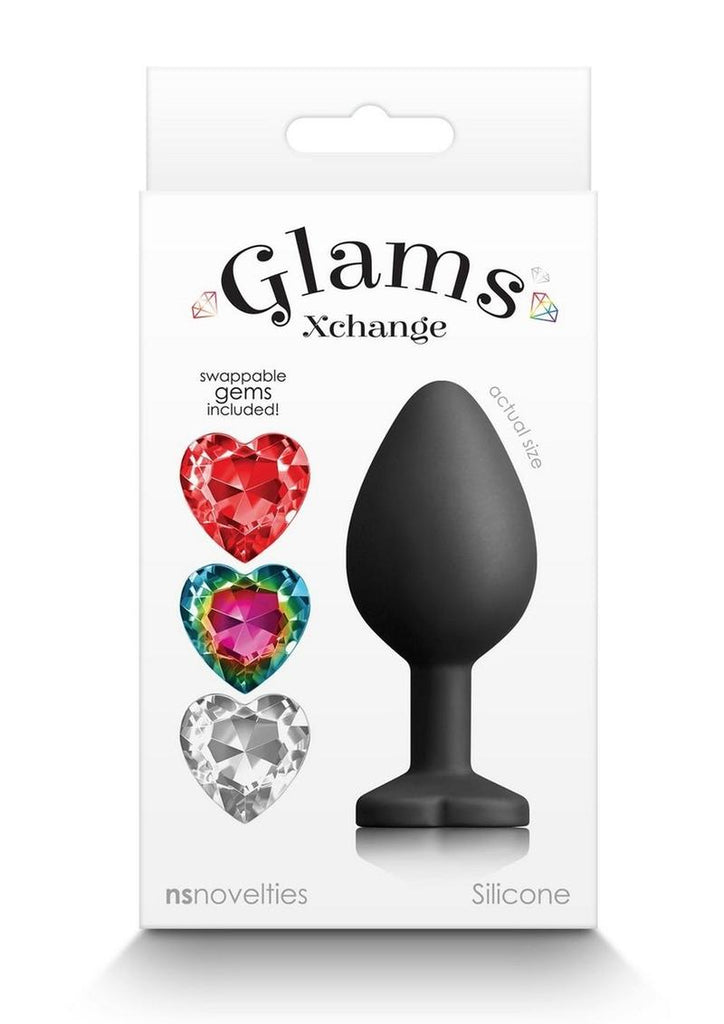 Glams Xchange Heart Silicone Anal Plug - Black - Medium
