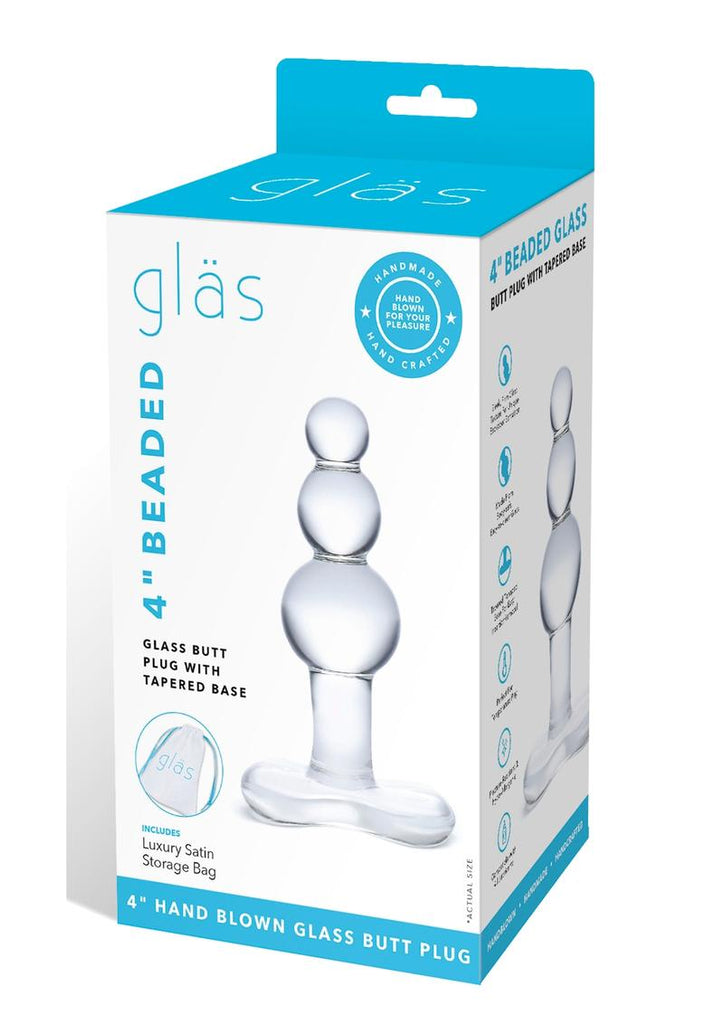 Glas Beaded Glass Butt Plug with Tapered Base - Clear