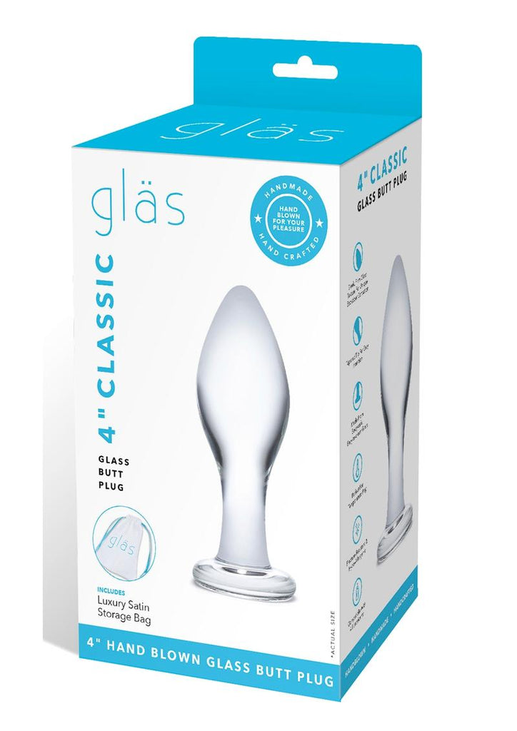Glas Classic Glass Butt Plug - Clear - 4in