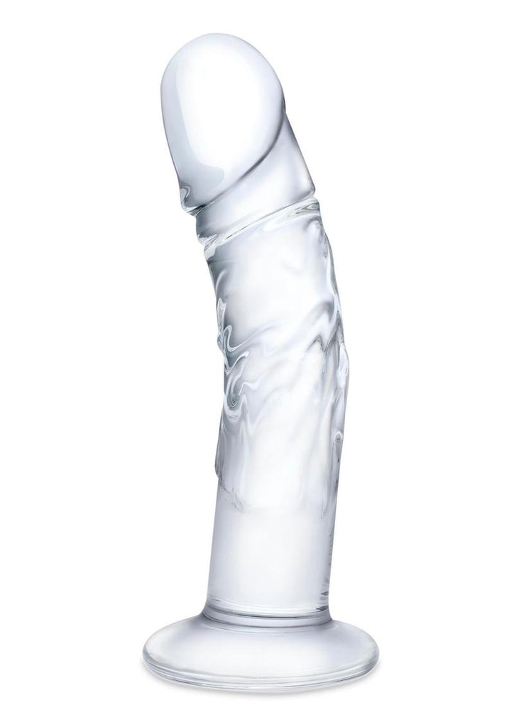 Glas Curved Realistic Glass Dildo with Veins - Clear - 7in