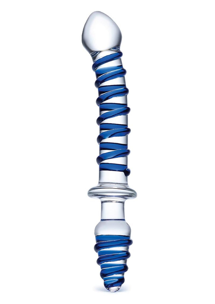 Glas Mr Swirly Double Ended Glass Dildo and Butt Plug - Blue/Clear - 10in