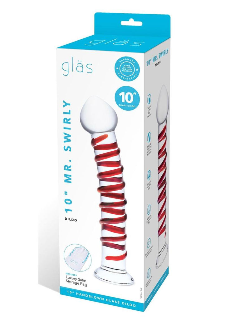 Glas Mr. Swirly Glass Dildo - Clear/Red - 10in