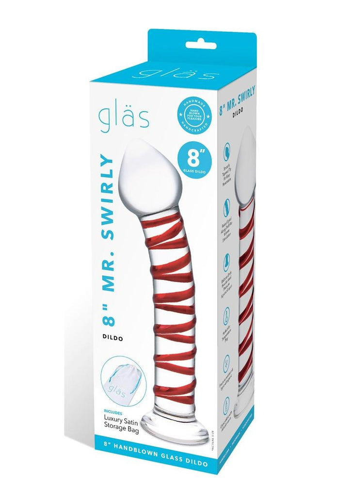 Glas Mr. Swirly Glass Dildo - Clear/Red - 8in