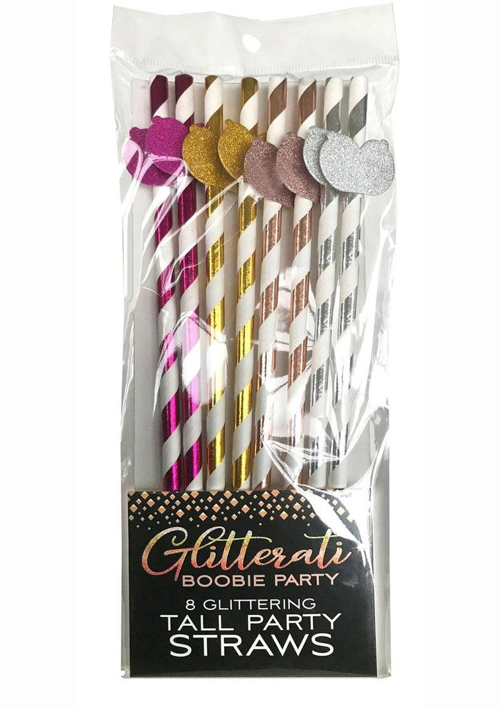 Glitterati Boobie Party Tall Party Straws - Assorted Color/Assorted Colors - 8 Per Pack