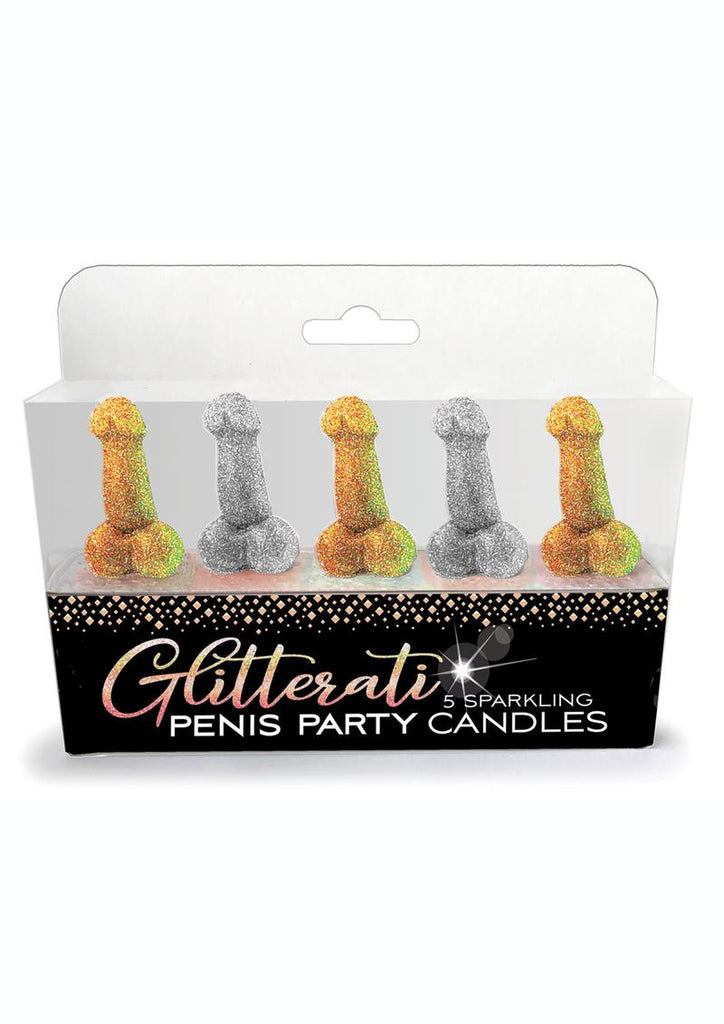 Glitterati Penis Party Candles - Gold/Silver - 5 Pack
