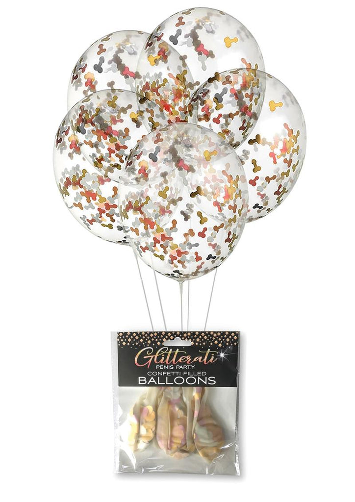 Glitterati Penis Party Confetti Filled Balloons - 5 Pack