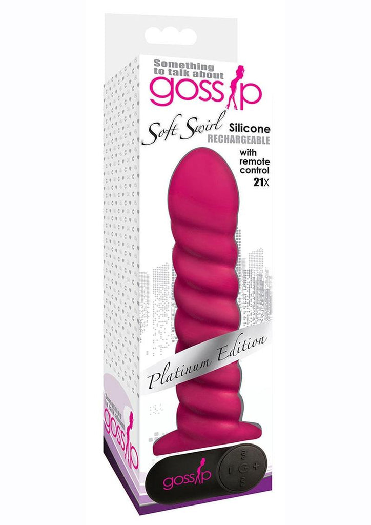 Gossip Soft Swirl 21x Rechargeable Silicone Vibrator with Remote - Pink