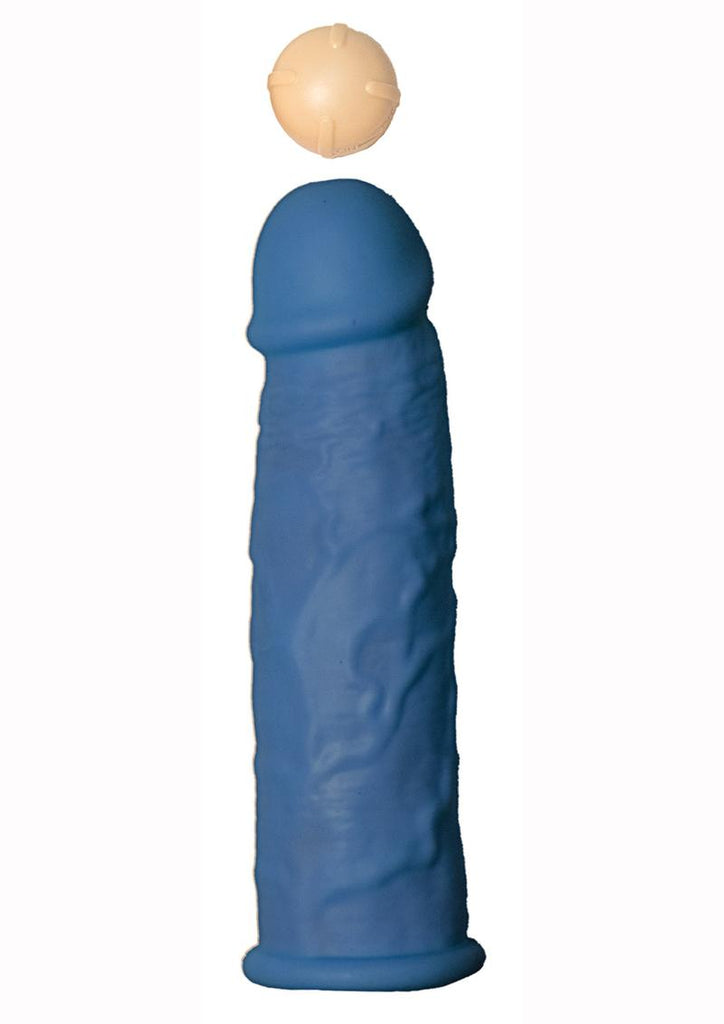 Great Extender 1st Silicone Vibrating Sleeve - Blue - 6.5in