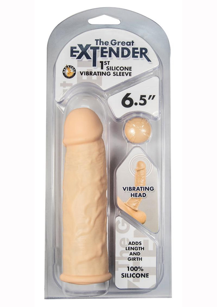 Great Extender 1st Silicone Vibrating Sleeve - Vanilla - 6.5in