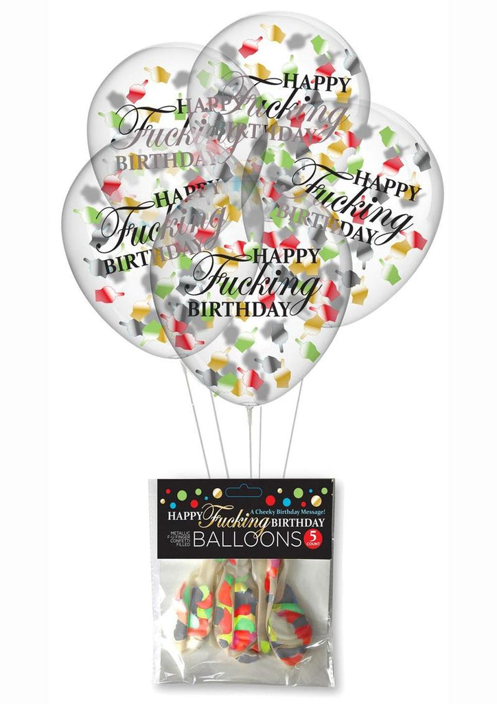 Happy F'n Birthday Confetti Balloons - Multicolor - 5 Per Pack