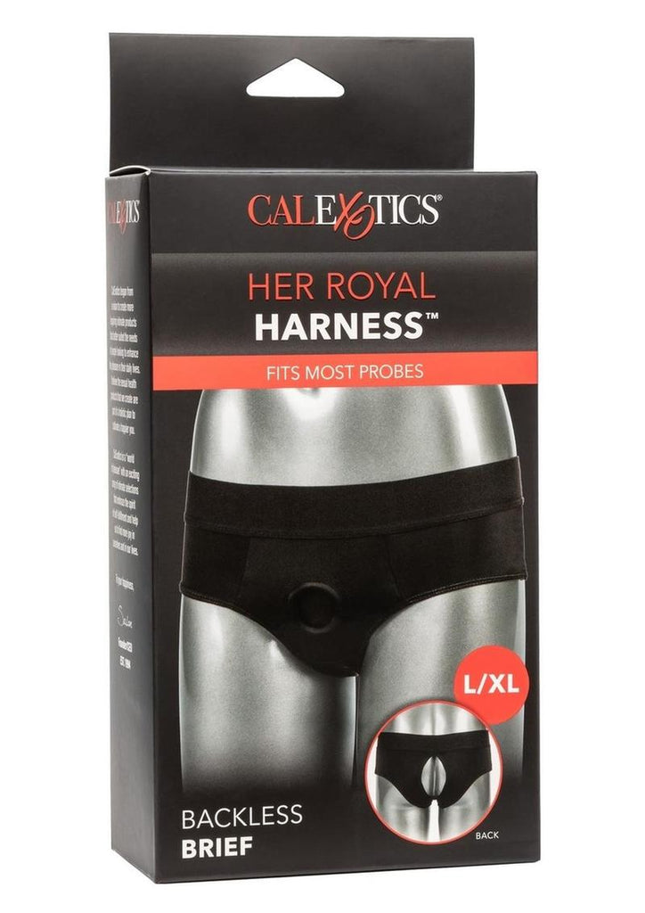 Her Royal Harness Backless Brief - Black - Large/XLarge