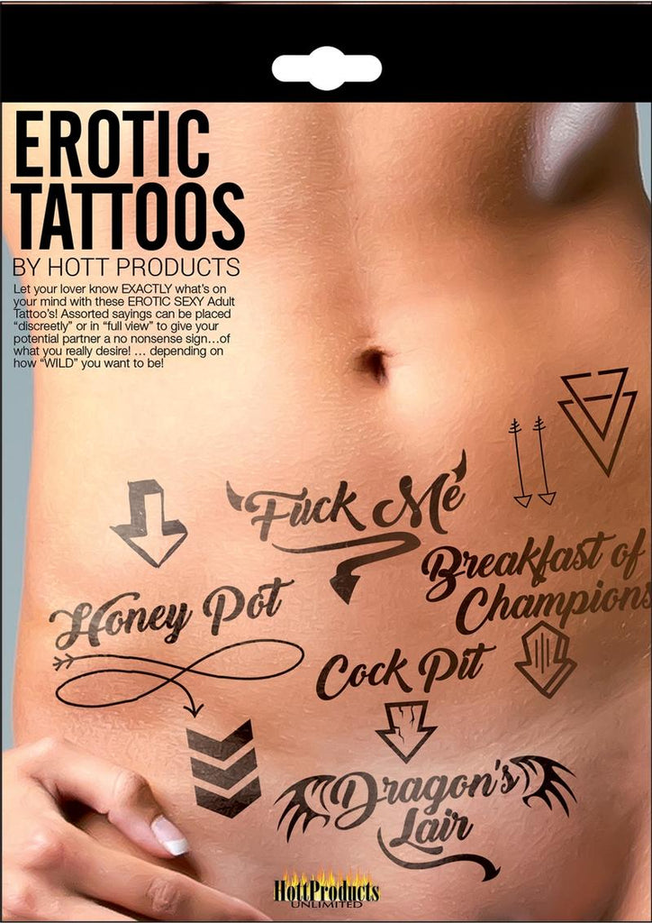 Hott Products Erotic Tattoos Assorted - Black - Pack