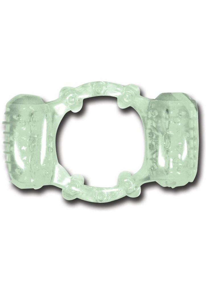 Humm Dinger Night Rider Double Dinger Vibrating Cock Ring - Glow In The Dark
