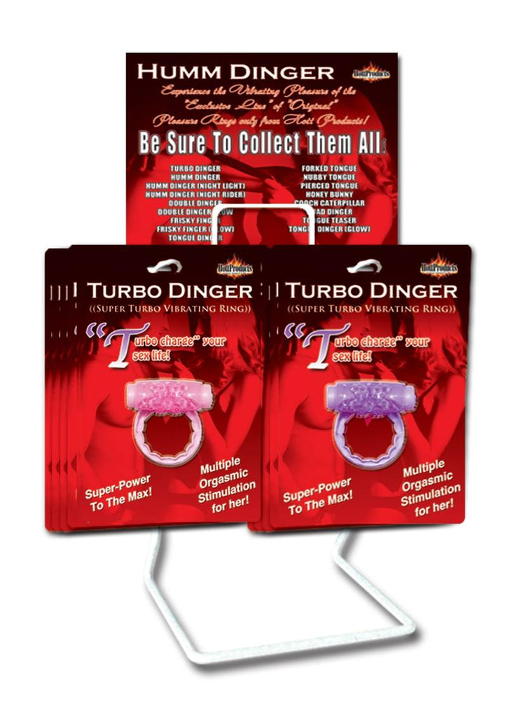 Humm Dinger Turbo Vibrating Ring - Assorted Colors - 12 Per Display