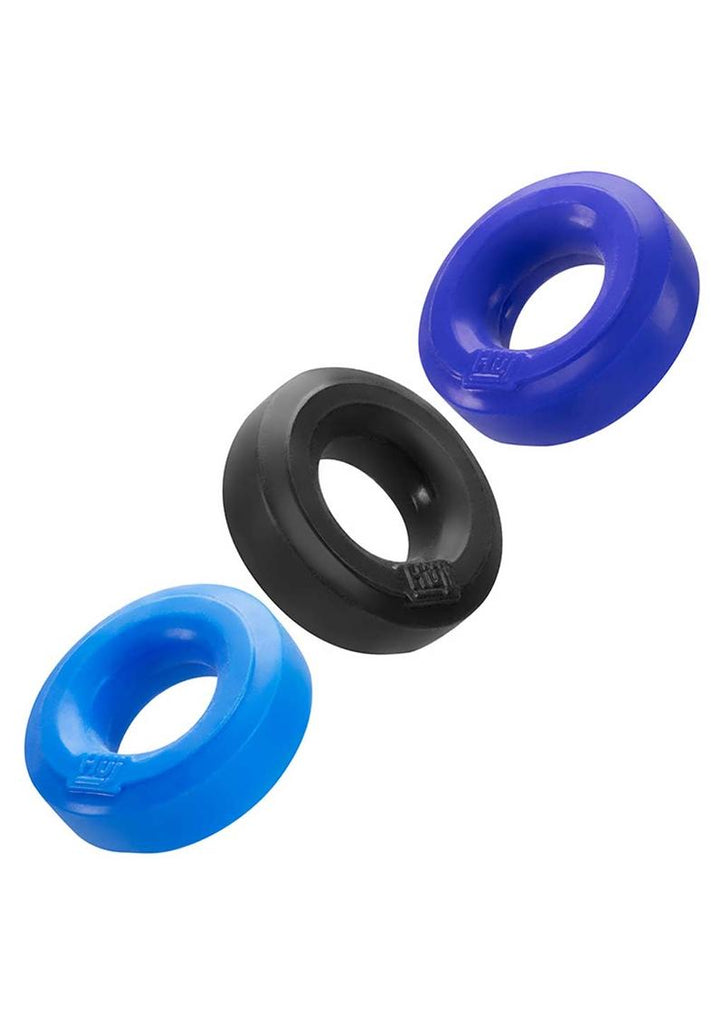 Hunkyjunk Huj3 Silicone C-Rings - Assorted Colors/Black/Blue/Teal - 3 Pack