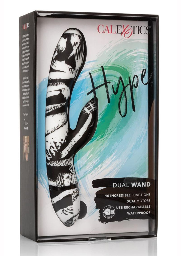 Hype Dual Wand USB Rechargeable Vibrator Waterproof - Black/Multicolor/White