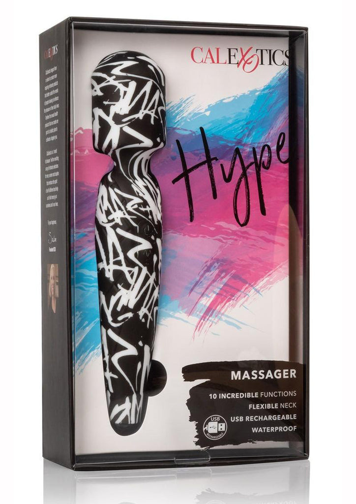 Hype USB Rechargeable Massager Waterproof - Black/Multicolor/White - 8.25in