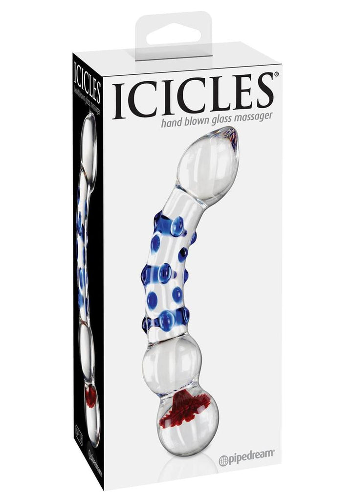 Icicles No. 18 Textured Glass Dildo - Blue/Clear - 7.5in