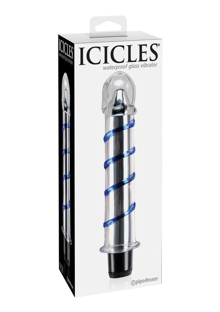 Icicles No. 20 Textured Glass Vibrator - Blue/Clear