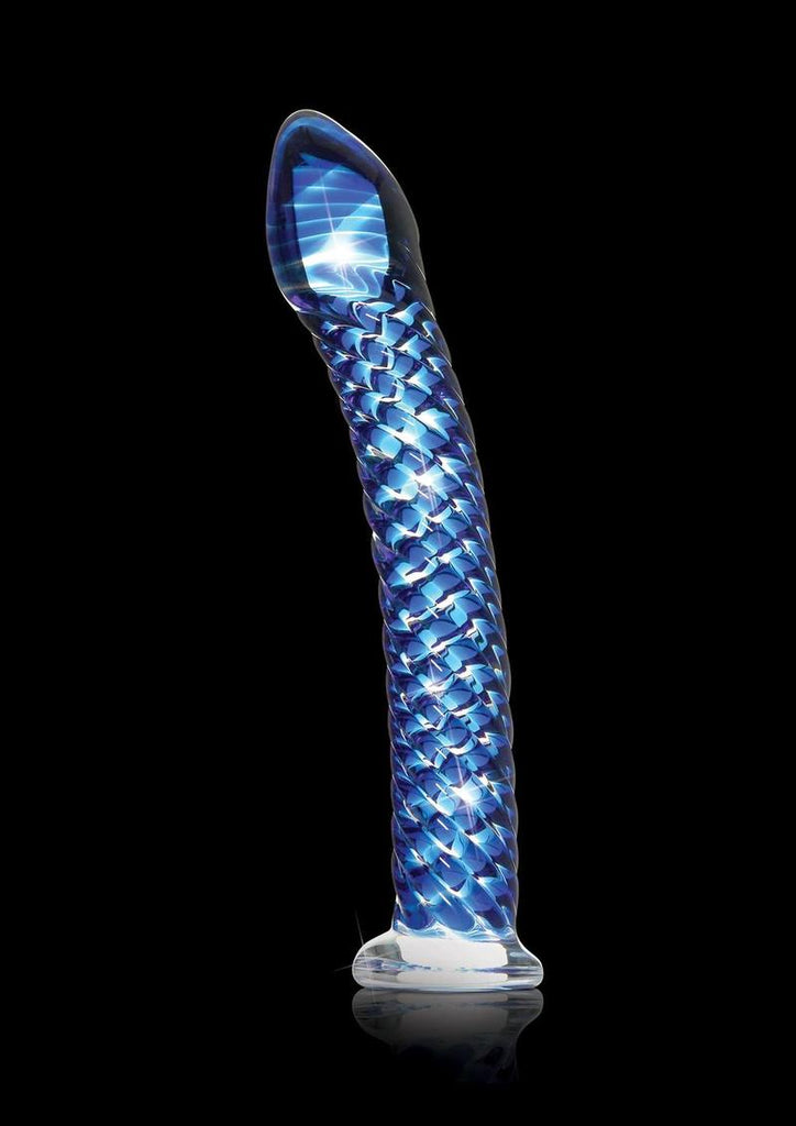 Icicles No. 29 Ribbed Glass G-Spot Dildo - Blue - 7in
