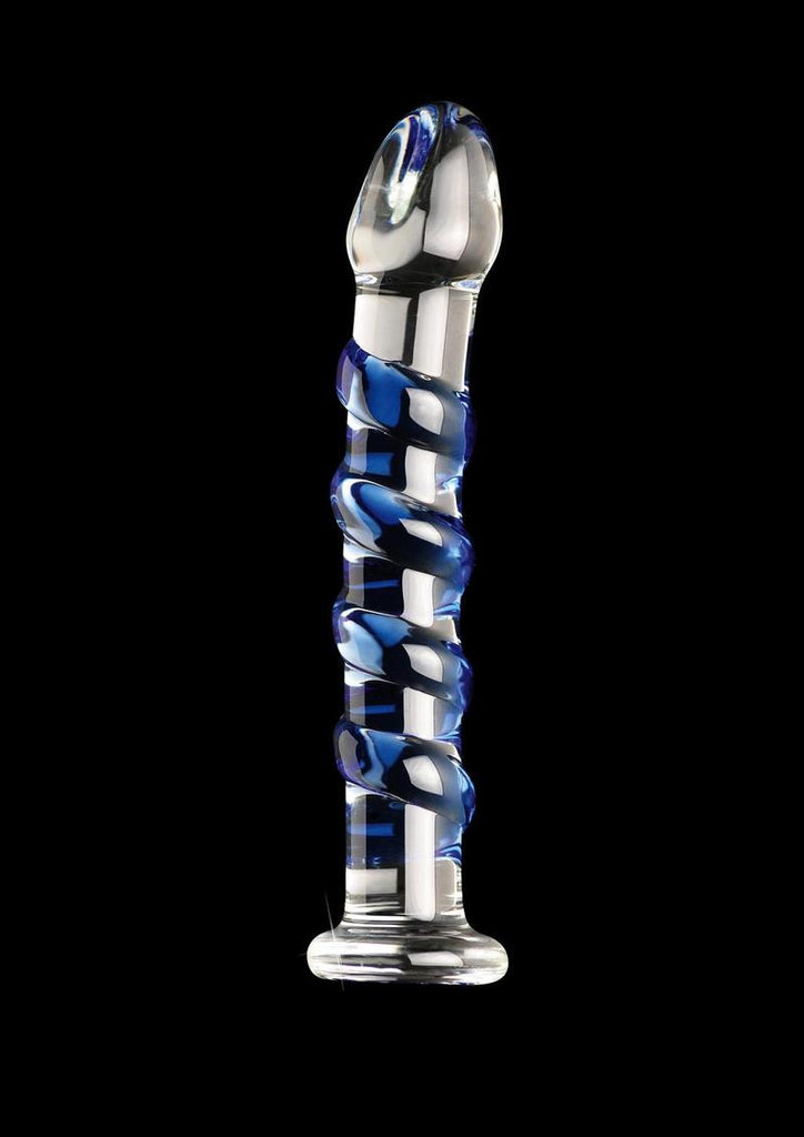 Icicles No. 5 Textured Glass Dildo - Blue/Clear - 7.25in