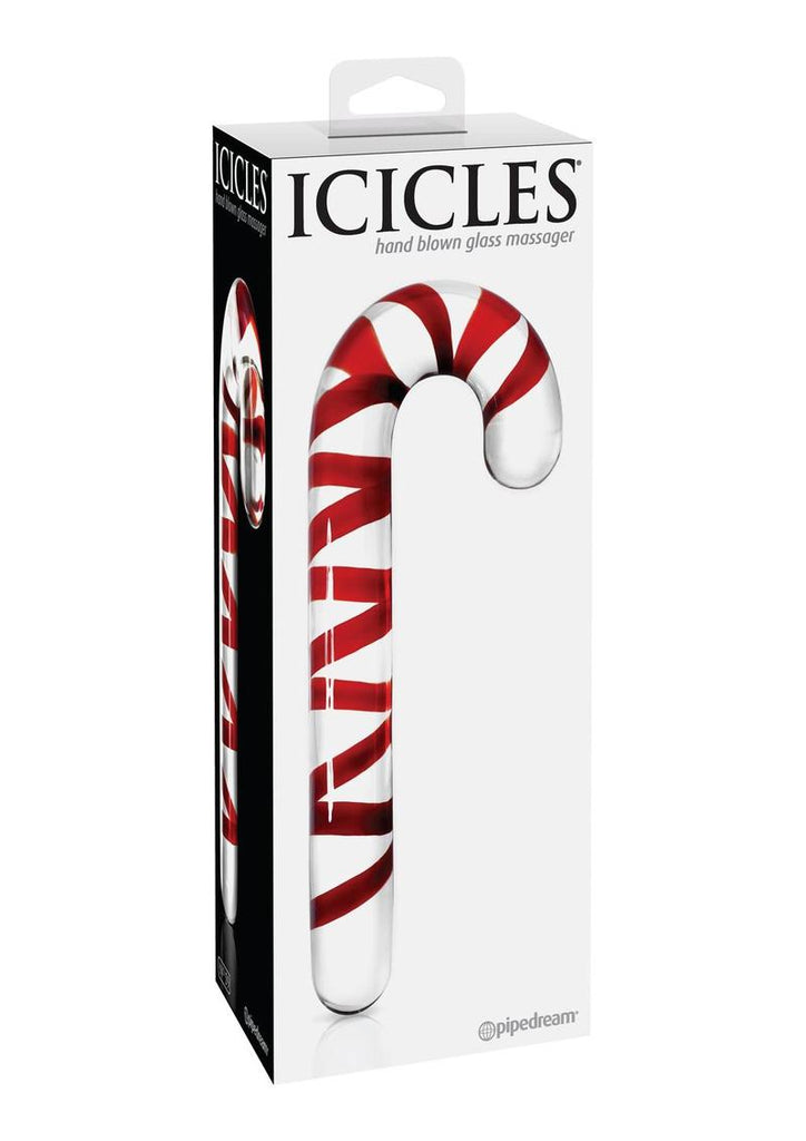 Icicles No 59 Candy Cane Glass Massager - Clear/Red