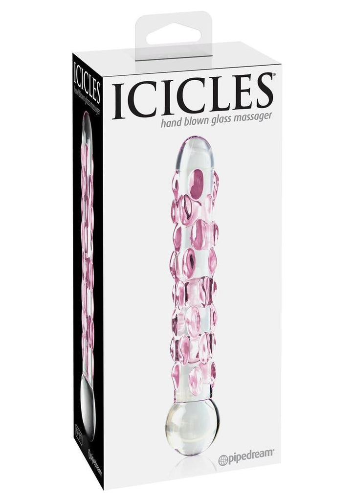 Icicles No. 7 Glass Dildo - Clear/Purple - 7in