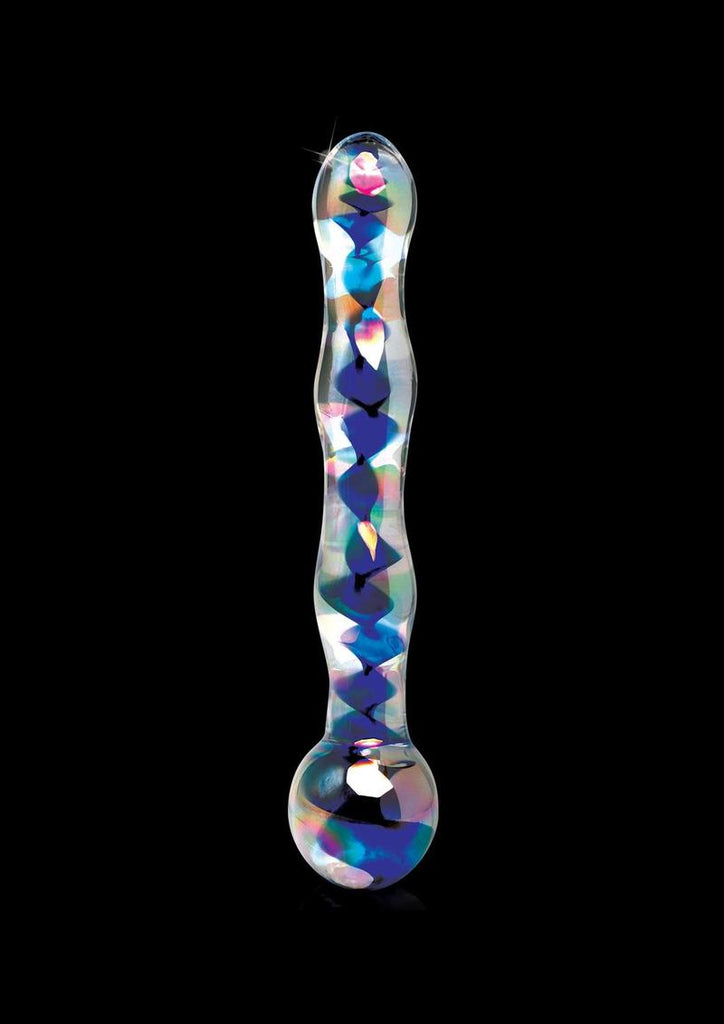 Icicles No. 8 Beaded Glass Dildo - Blue/Clear - 7in
