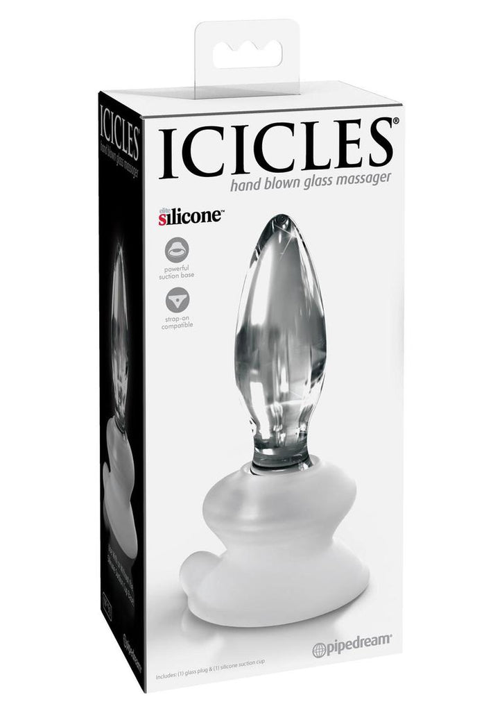 Icicles No. 91 Glass Anal Plug with Bendable Silicone Suction Cup - Clear