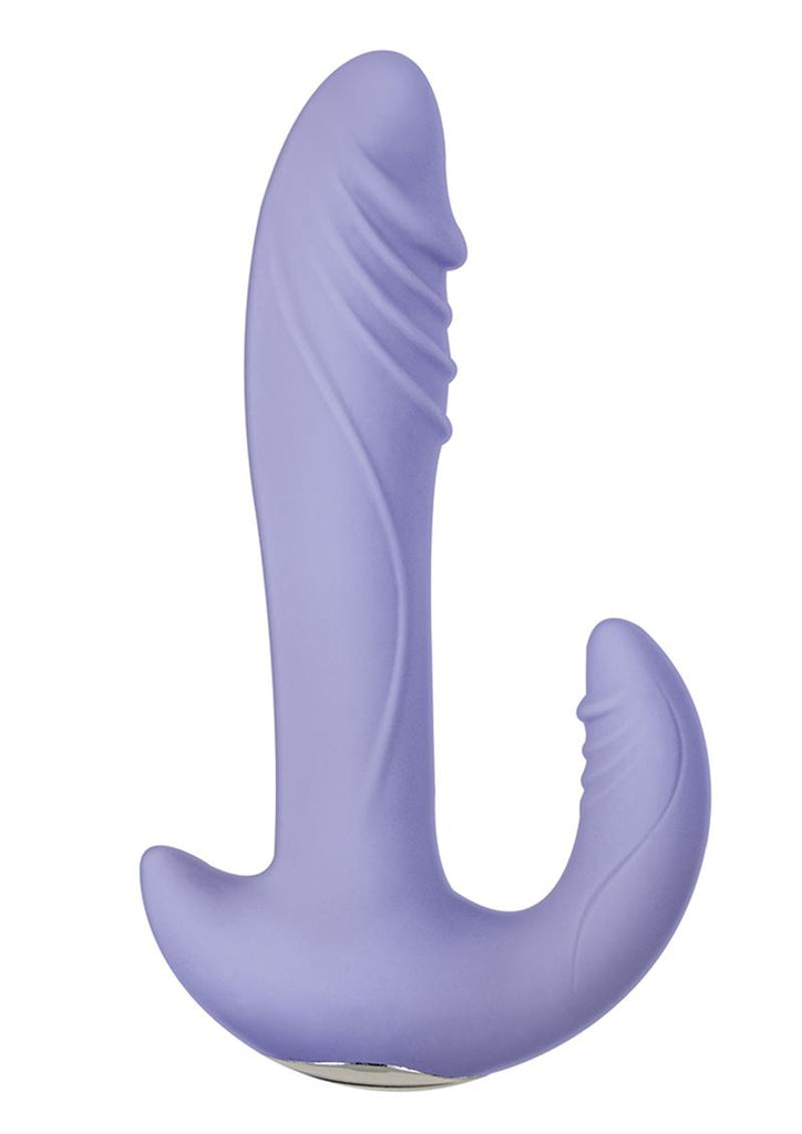 Infinitt Rotating Dual Massager Silicone Rechargeable Vibrator - Purple