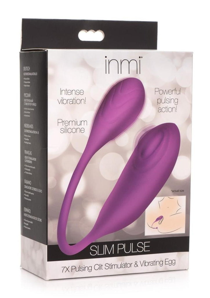 Inmi Slim Pulse Rechargeable Silicone 7x Pulsing Clit Stimulator and Vibrating Egg - Purple