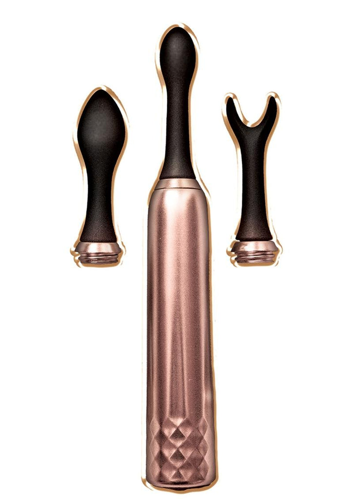Intense Triple Tip Massager Silicone Rechargeable - Rose Gold - Set